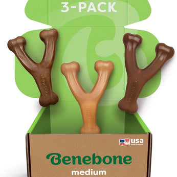 Benebone Wishbone Durable Dog Chew Toy for Aggressive Chewers, Real Bacon, Made in USA, Medium